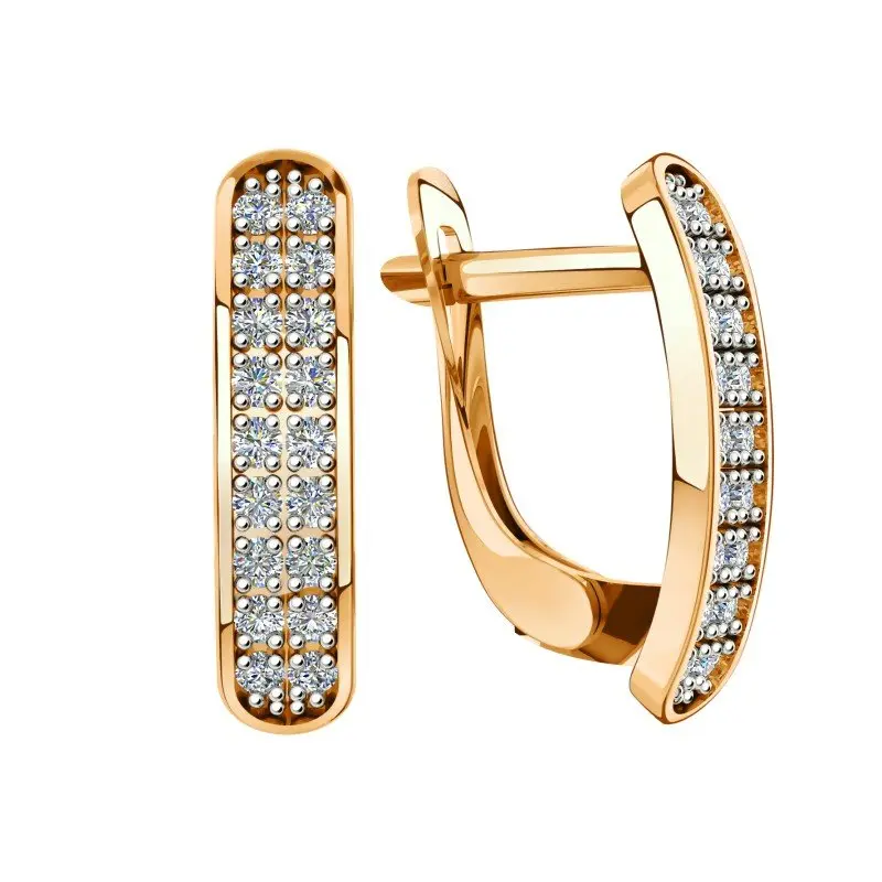 Серьги с английским замком из комбинированного золота