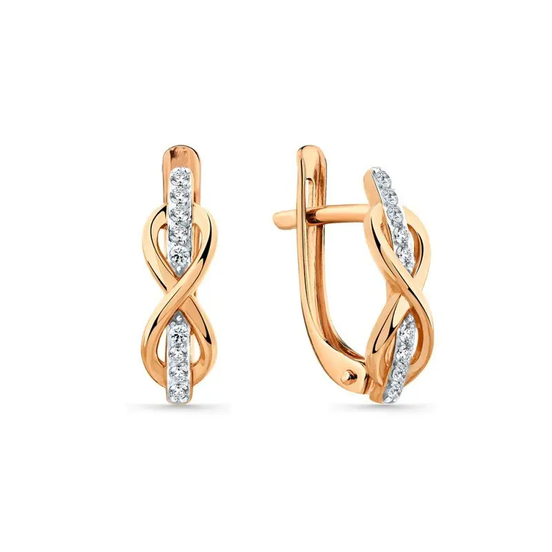 Серьги с английским замком из красного золота