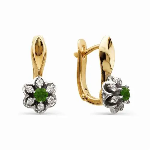 Серьги с английским замком из комбинированного золота