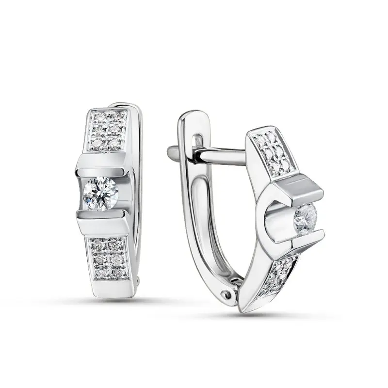 Серьги с английским замком из белого золота