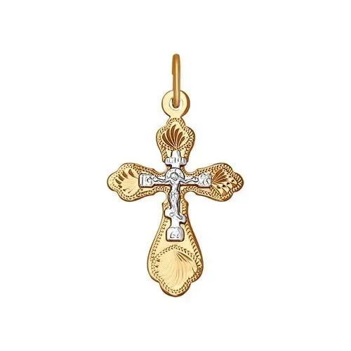 Подвеска крест из комбинированного золота