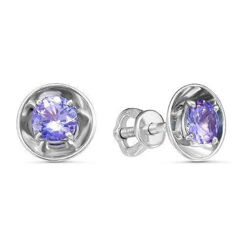 Серьги пуссеты из белого золота