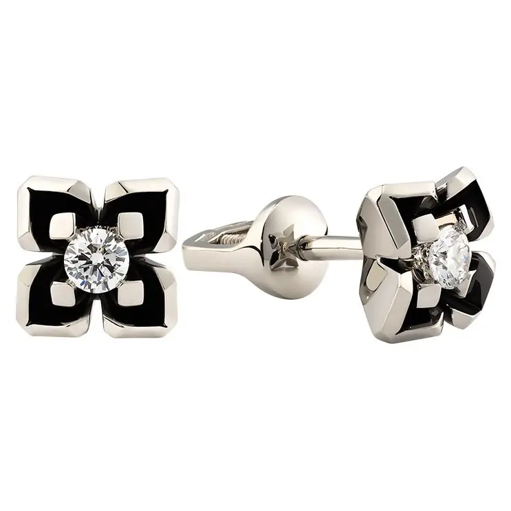 Серьги пуссеты из белого золота