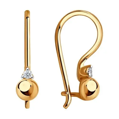 Серьги детские из красного золота