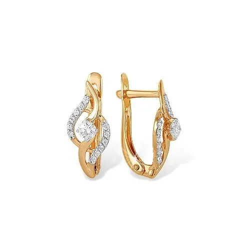 Серьги с английским замком из красного золота