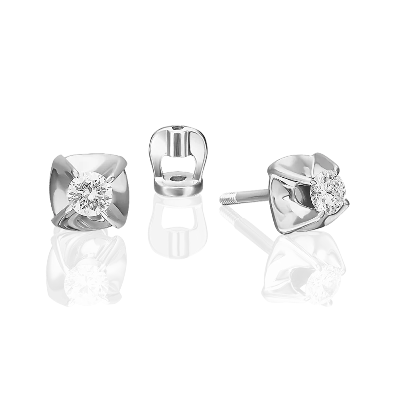 Серьги пуссеты из белого золота