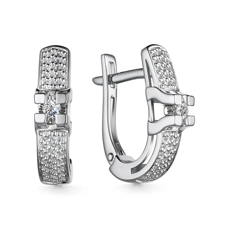 Серьги с английским замком из белого золота