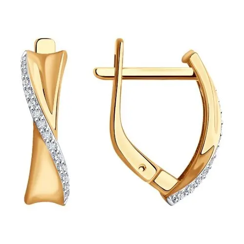 Серьги с английским замком из комбинированного золота