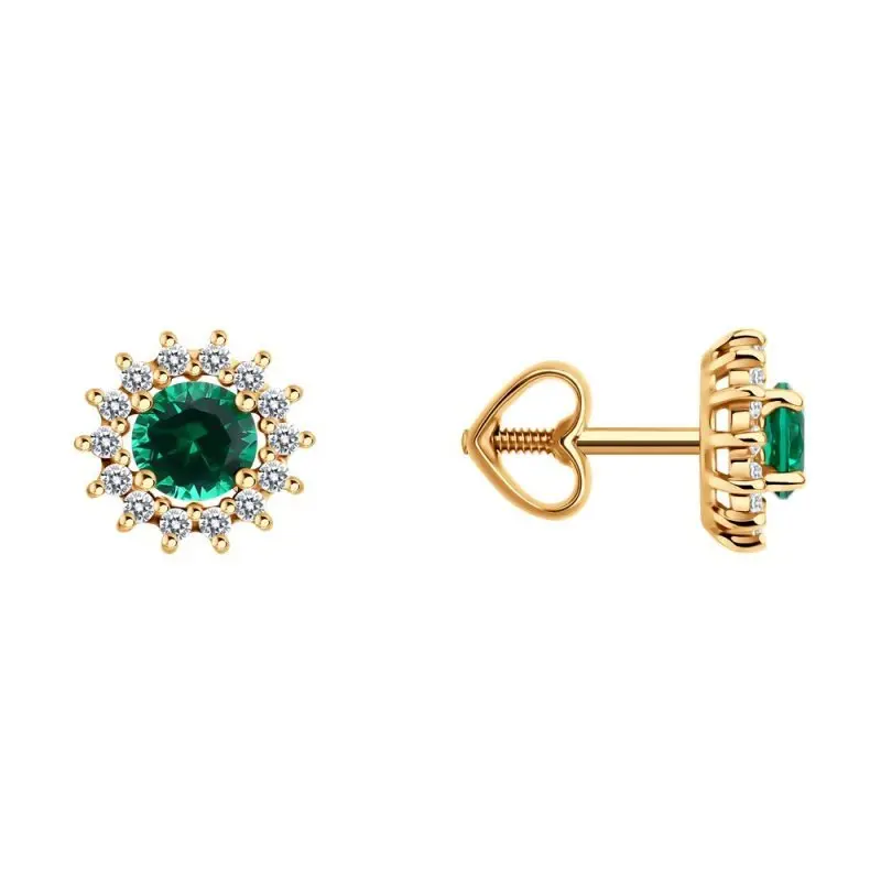 Серьги пуссеты из красного золота