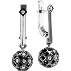 Серьги подвесные из белого золота