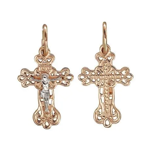 Подвеска крест из комбинированного золота