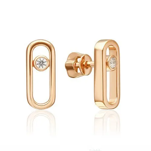 Серьги пуссеты из красного золота