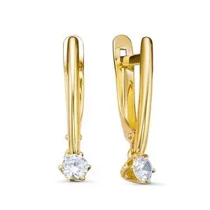 Серьги подвесные из желтого золота