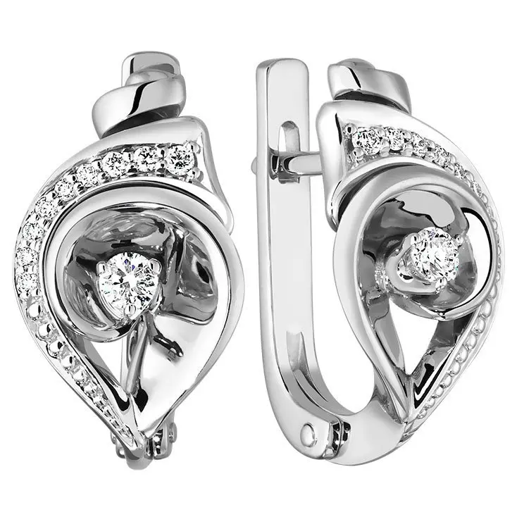 Серьги с английским замком из белого золота