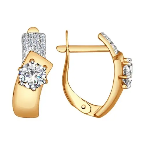 Серьги с английским замком из комбинированного золота