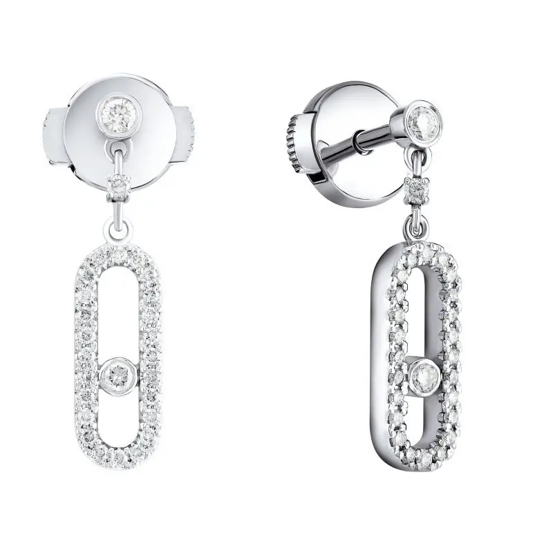 Серьги пуссеты из белого золота