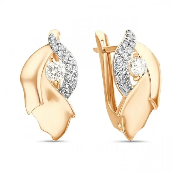 Серьги с английским замком из красного золота