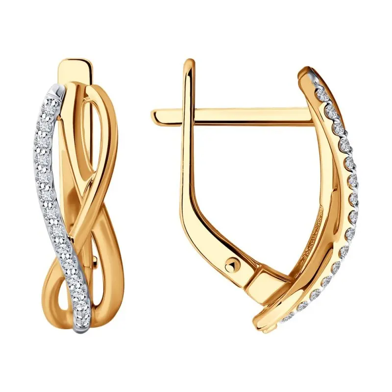 Серьги с английским замком из красного золота