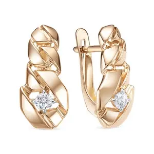 Серьги с английским замком из красного золота