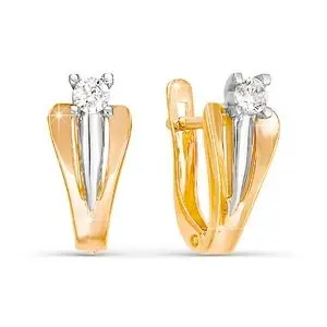 Серьги с английским замком из комбинированного золота