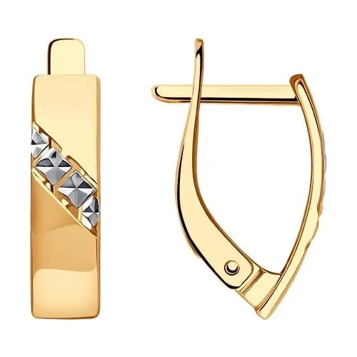 Серьги с английским замком из комбинированного золота