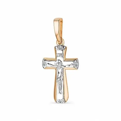 Подвеска крест из комбинированного золота
