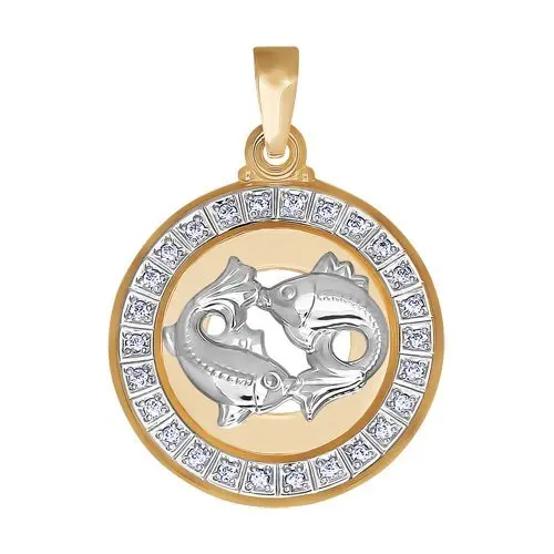 Подвеска знак зодиака из комбинированного золота