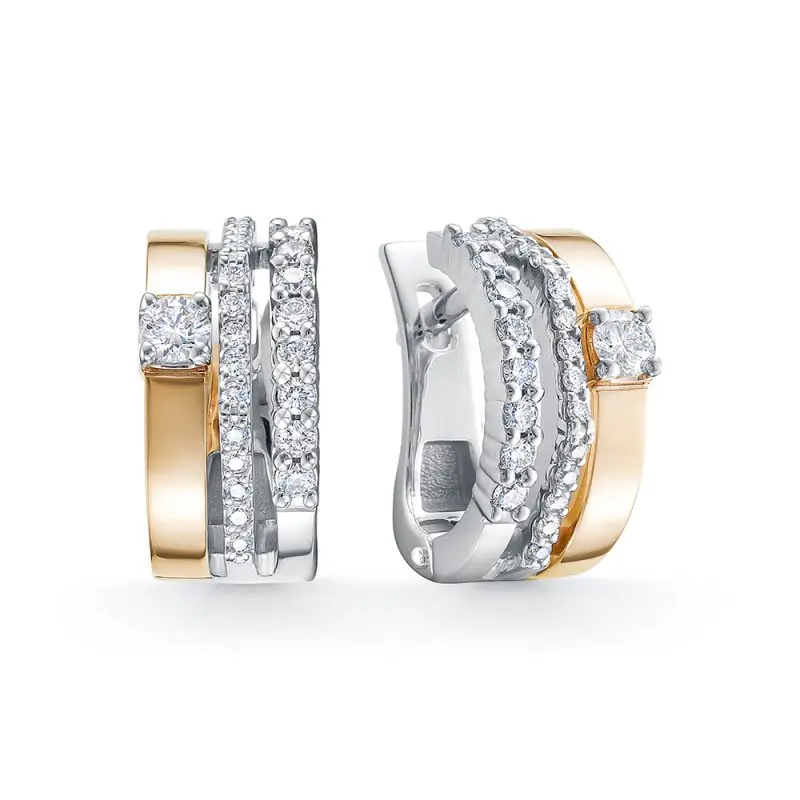 Серьги с английским замком из комбинированного золота