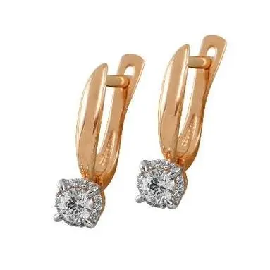 Серьги с английским замком из красного золота