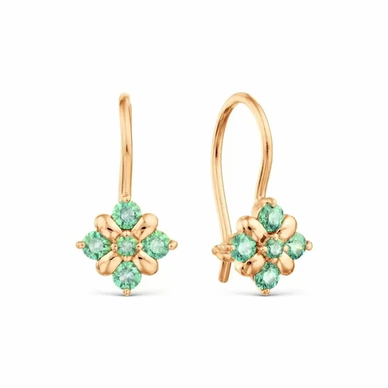 Серьги детские из красного золота