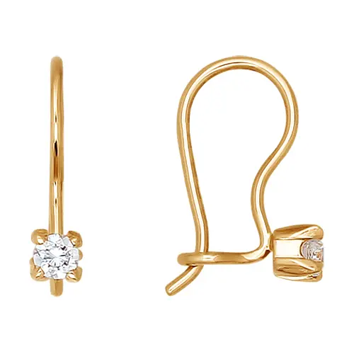 Серьги детские из красного золота