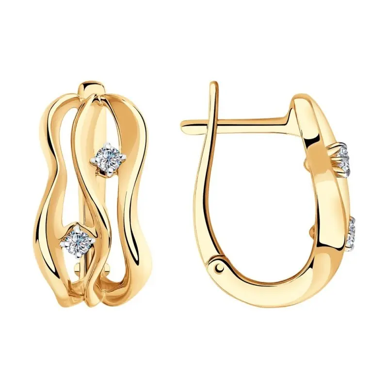 Серьги с английским замком из красного золота