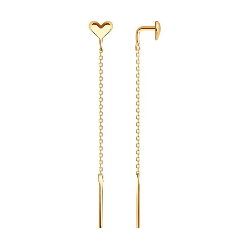 Серьги цепочки из красного золота