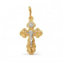 Подвеска крест из комбинированного золота