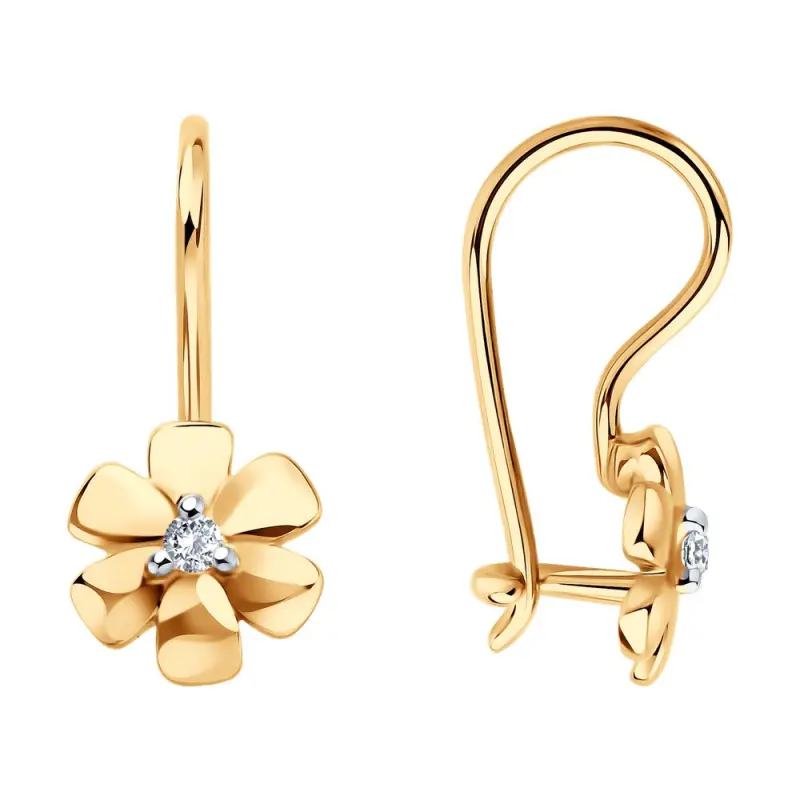 Серьги детские из красного золота