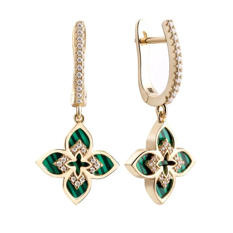 Серьги подвесные из позолоты