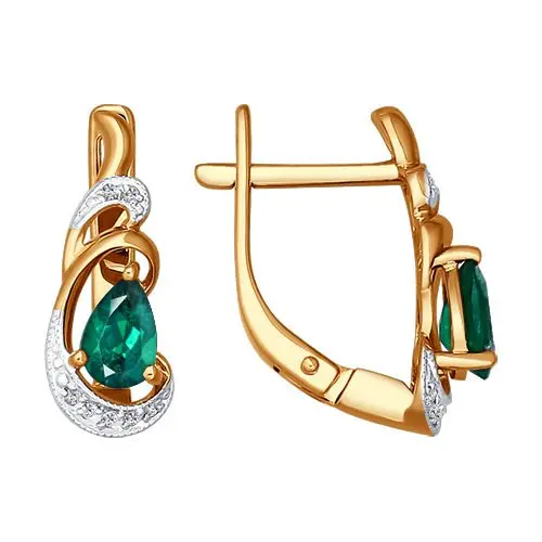 Серьги с английским замком из комбинированного золота