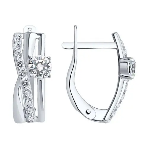 Серьги с английским замком из белого золота