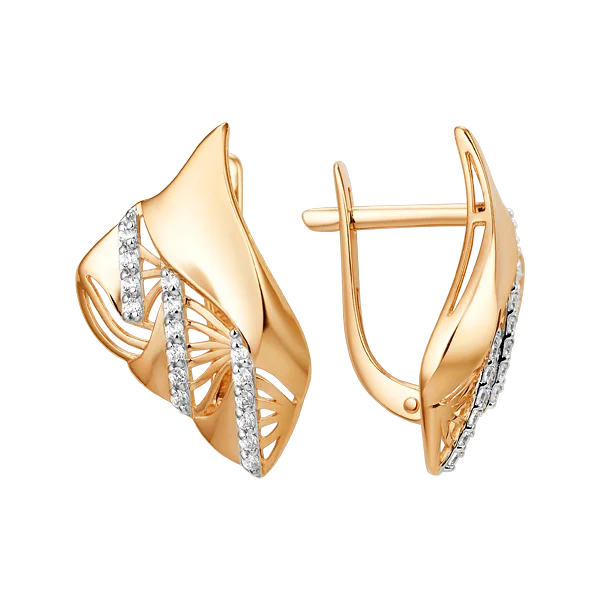 Серьги с английским замком из красного золота