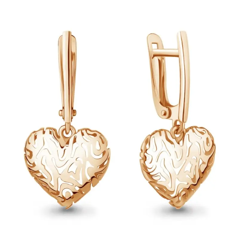 Серьги подвесные из красного золота