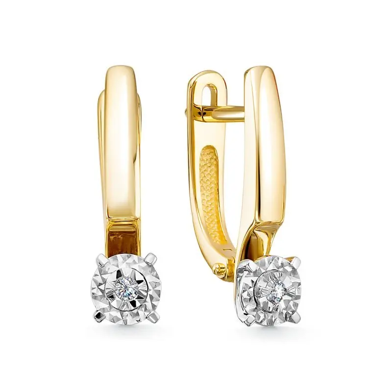 Серьги с английским замком из желтого золота