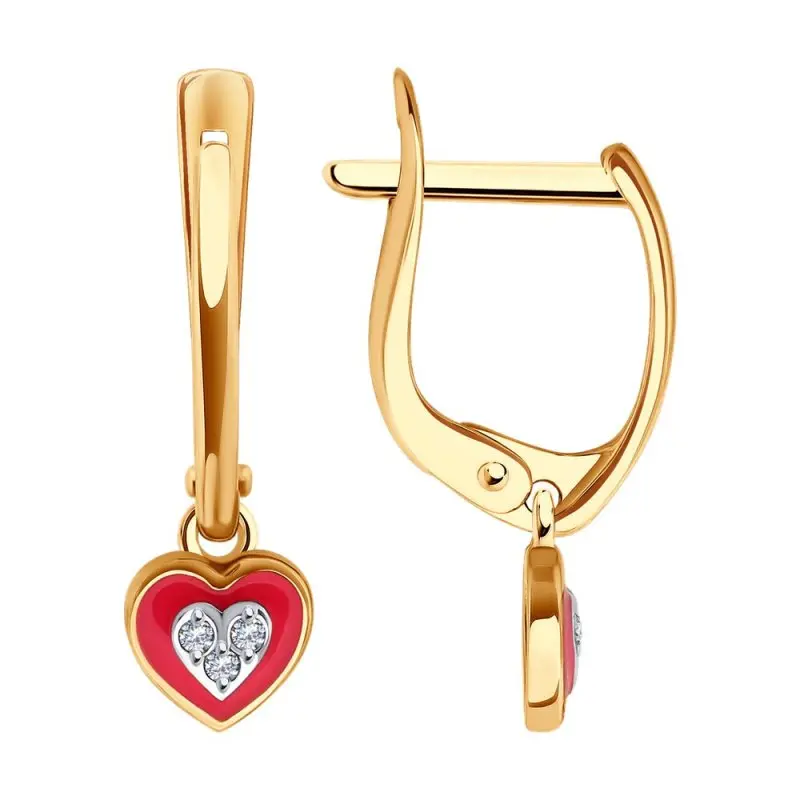 Серьги детские из красного золота