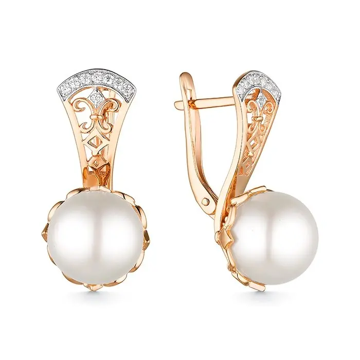 Серьги с английским замком из комбинированного золота