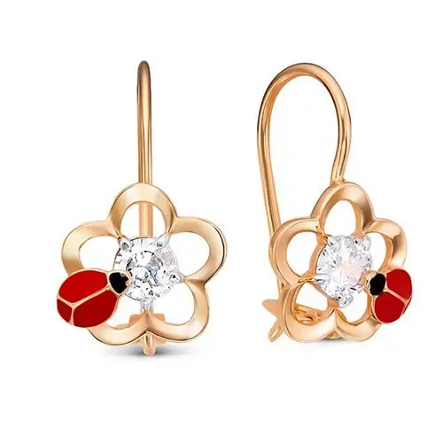 Серьги детские из красного золота