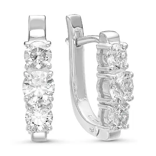 Серьги с английским замком из красного золота с бриллиантами