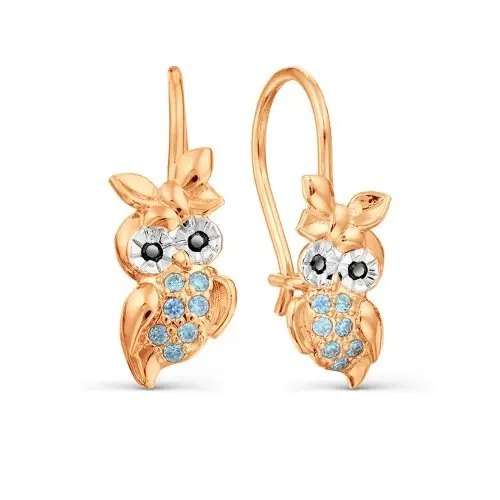 Серьги детские из красного золота