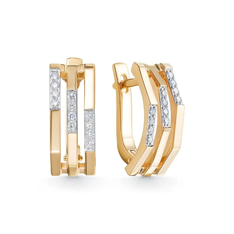 Серьги с английским замком из красного золота