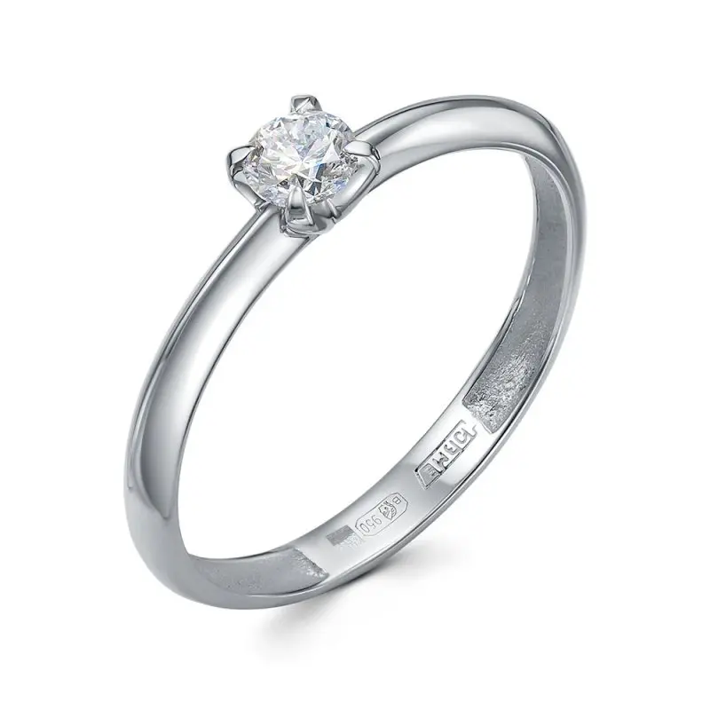 Кольцо помолвочное из белого золота