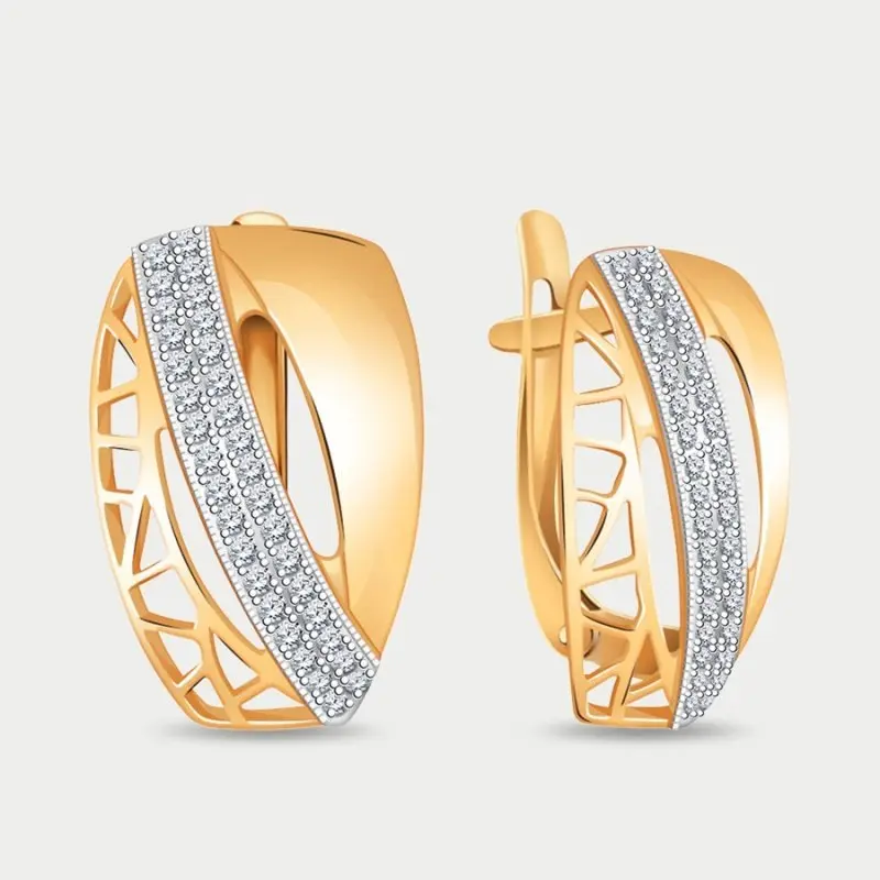 Серьги с английским замком из красного золота