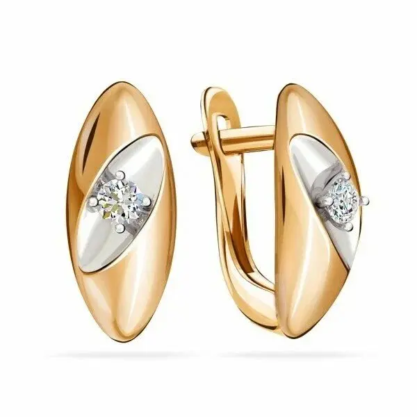 Серьги с английским замком из комбинированного золота